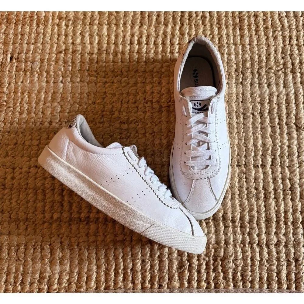 ASOS/Superga 2843 Club S Genuine Leather White Snake Heel Unisex Size 40
